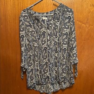 Westport Paisley Blouse - Navy and White